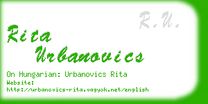 rita urbanovics business card